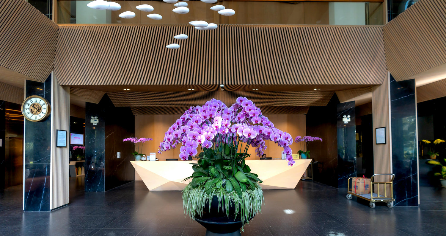 Blumenarrangement in einer Hotel Lobby